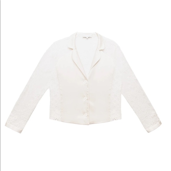 Fleur Du Mal Lace Silk Combo PJ Top - Picture 3 of 5